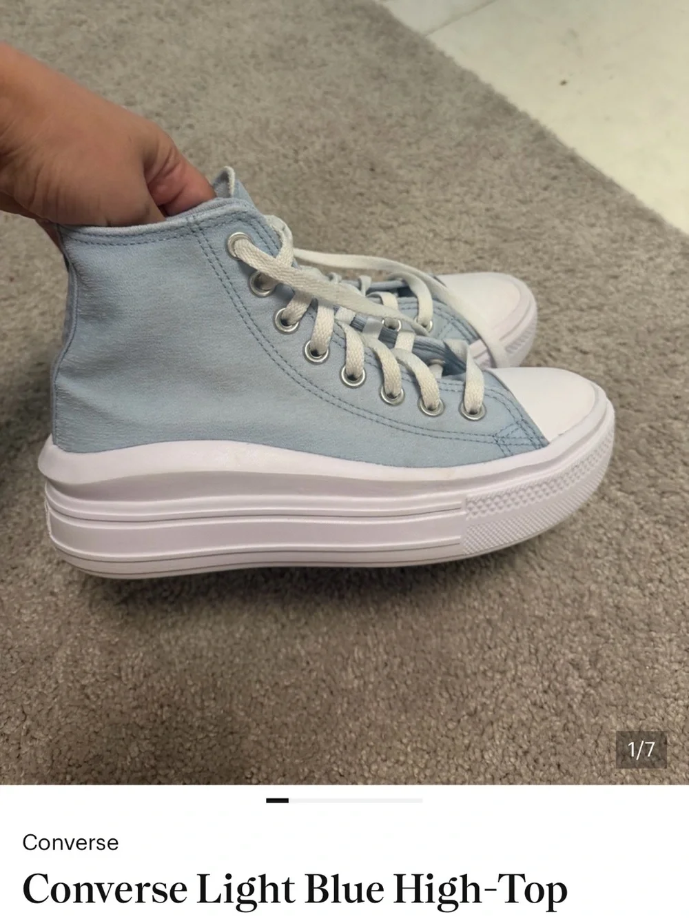 Converse Pale Blue High-Top Platform Sneakers